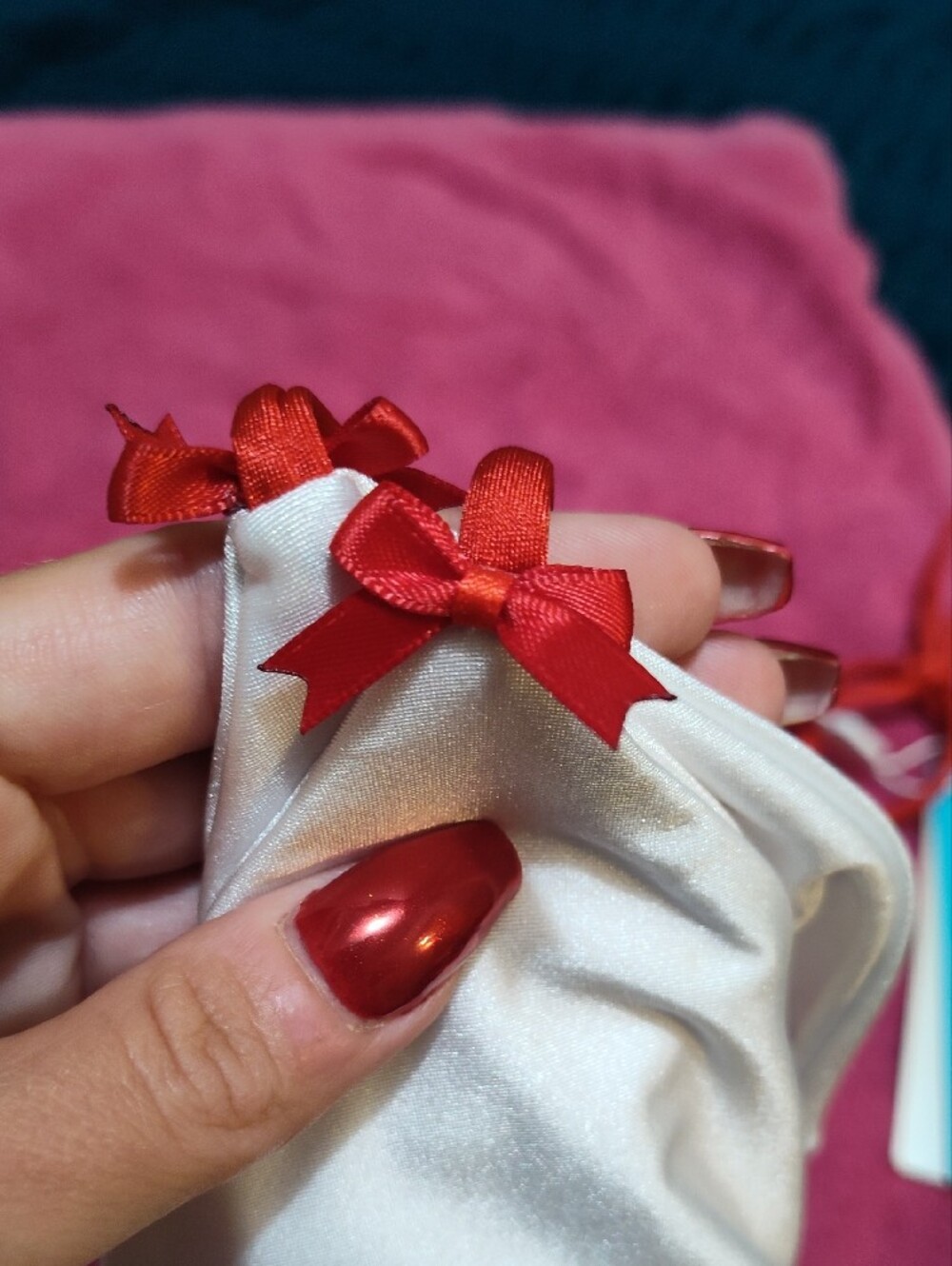 Beach Bunny White & Red Cherry Embellished Triangle Bikini - Picture 7 of 7